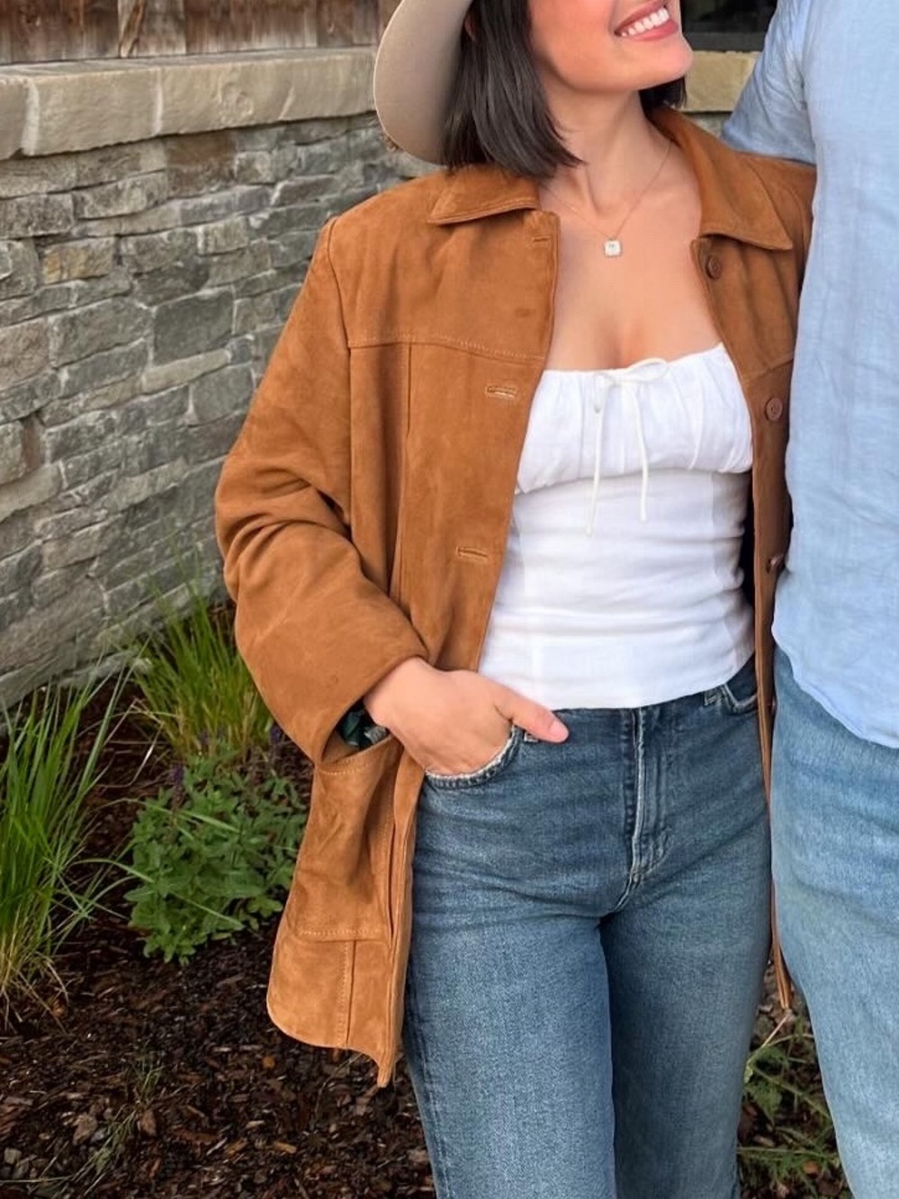 Veda x Reformation Lincoln Brown Suede Shirt Jacket